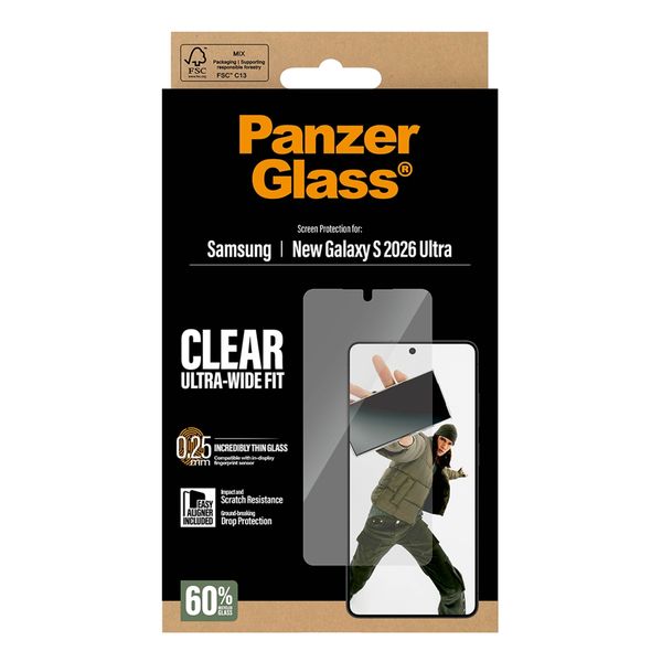 PanzerGlass Vetro temperato antibatterico ultra-largo con applicatore Samsung Galaxy S26 Ultra