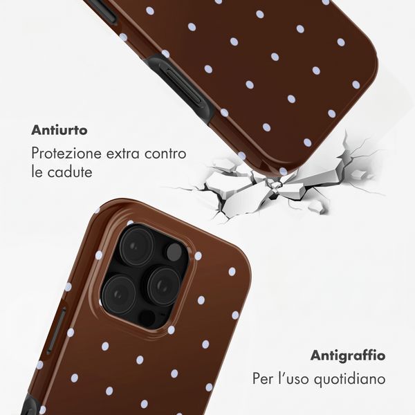 Selencia Cover posteriore Vivid con MagSafe Apple iPhone 16 Pro Max - Happy Dots Chocolate