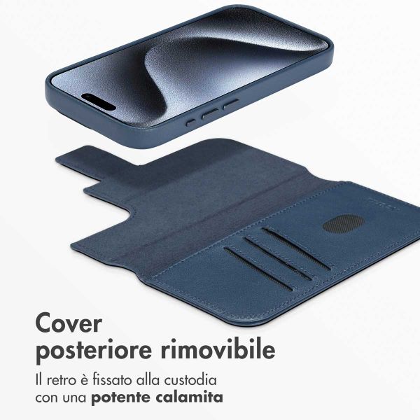 Accezz Cover in pelle 2 in 1 con MagSafe Apple iPhone 15 Pro - Nightfall Blue