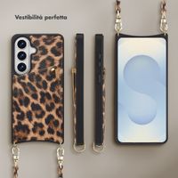 Selencia Cover per telefono Nova con cordino e portacarte Samsung Galaxy S26 - Leopard