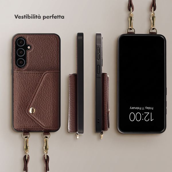 Selencia Cover per telefono Sera con cordino e portacarte a busta Samsung Galaxy A55 - Chocolate Brown