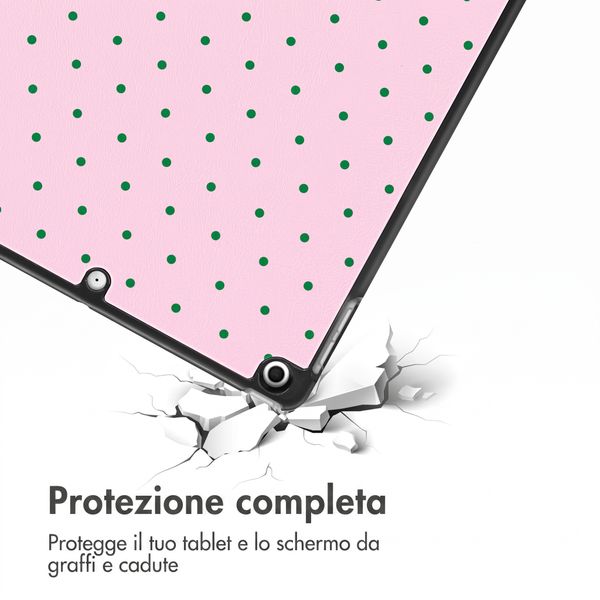 imoshion Cover Trifold Design Apple iPad 9 (2021) 10.2 pollici / iPad 8 (2020) 10.2 pollici / iPad 7 (2019) 10.2 pollici - Happy Dots