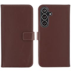Selencia Cover a libro in vera pelle Samsung Galaxy S25 FE - Marrone scuro