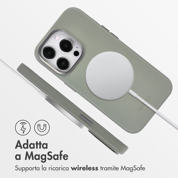Accezz Cover in Pelle con MagSafe Apple iPhone 14 Pro - Light Grey