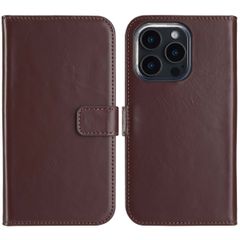 Selencia Cover a libro in vera pelle Apple iPhone 16 Pro - Marrone