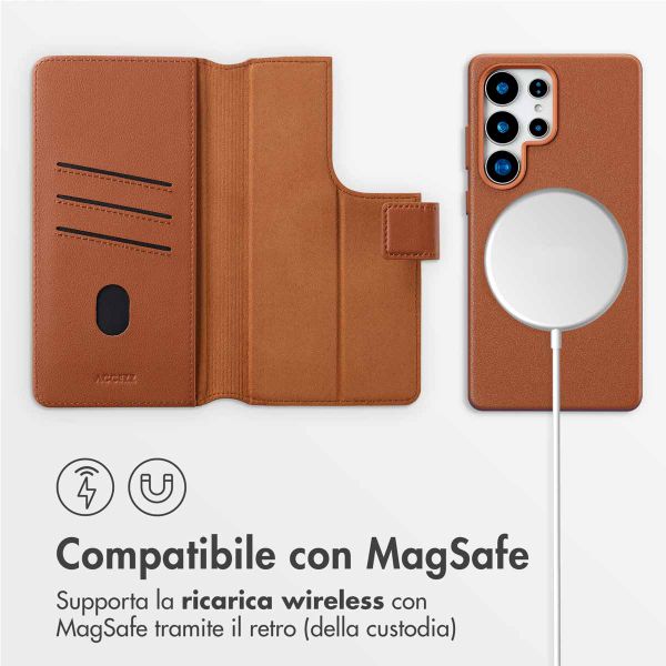 Accezz Cover in pelle 2 in 1 con MagSafe Samsung Galaxy S25 Ultra - Sienna Brown