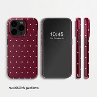 Selencia Cover posteriore Vivid con MagSafe Apple iPhone 15 Pro - Happy Dots Burgundy