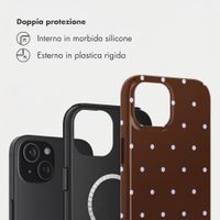 Selencia Cover posteriore Vivid con MagSafe Apple iPhone 15 - Happy Dots Chocolate