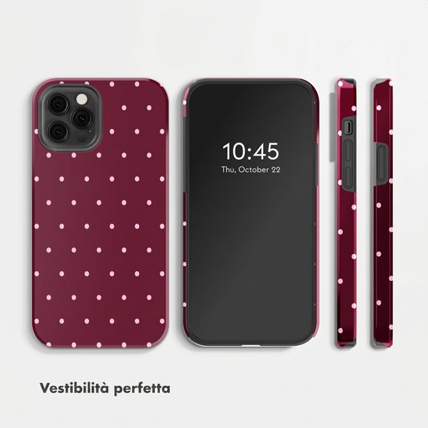 Selencia Cover Posteriore Vivid Apple iPhone 12 (Pro) - Happy Dots Burgundy