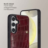 Selencia Cover per telefono Nova Croco con cordino e portacarte Samsung Galaxy S25 / S24 - Burgundy