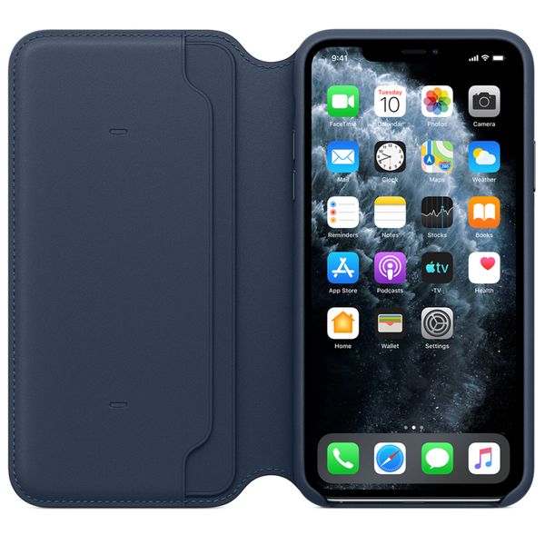 Apple Cover a libro in Pelle con Chiusura Apple iPhone 11 Pro Max - Deep Sea Blue