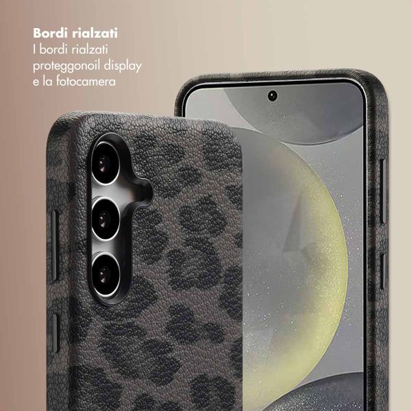 Selencia Cover Sabi Stampa pantera con MagSafe Samsung Galaxy S24 - Midnight Black