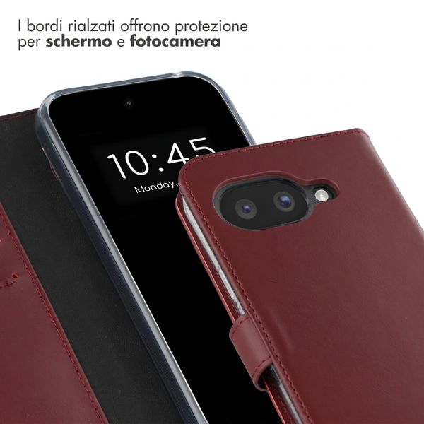Selencia Cover a libro in vera pelle Google Pixel 10a - Burgundy