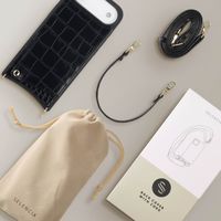 Selencia Cover per telefono Nova Croco con cordino e portacarte Apple iPhone Air - Nero