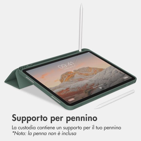 Accezz Cover a libro in silicone Smart Apple iPad 11 (2025) 11 pollici A16 / iPad 10 (2022) 10.9 pollici - Verde scuro