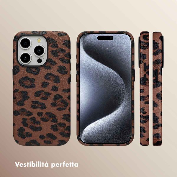Selencia Cover Sabi Stampa pantera con MagSafe Apple iPhone 15 Pro - Mocha Brown