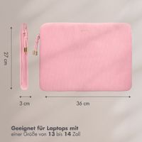 Selencia Cover per laptop in velluto a coste 13-14 pollici - Sleeve per laptop - Soft Blush