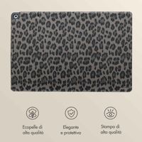 Selencia Libreria Sabi con stampa leopardata Apple iPad 9 (2021) 10.2 pollici / iPad 8 (2020) 10.2 pollici / iPad 7 (2019) 10.2 pollici - Midnight Black