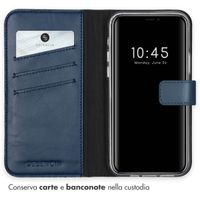 Selencia Cover a libro in vera pelle Apple iPhone 12 (Pro) - Blu