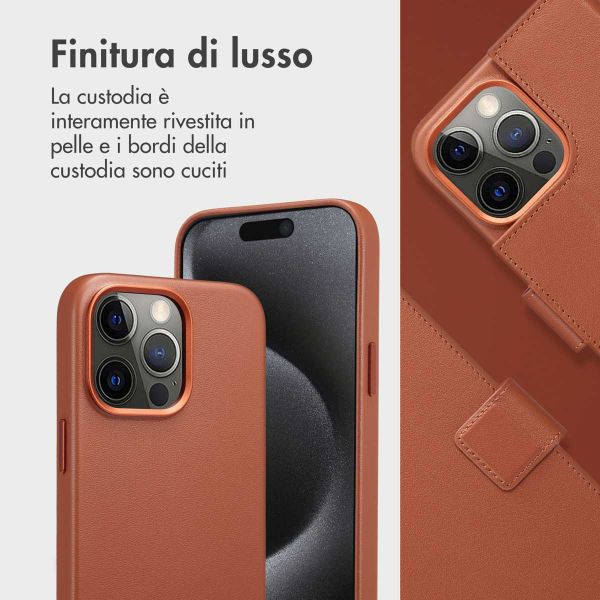 Accezz Cover in pelle 2 in 1 con MagSafe Apple iPhone 15 Pro Max - Sienna Brown