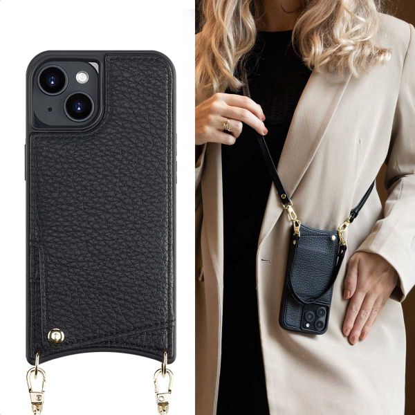 Selencia Cover per telefono Nova con cordino e portacarte Apple iPhone 14 - Nero