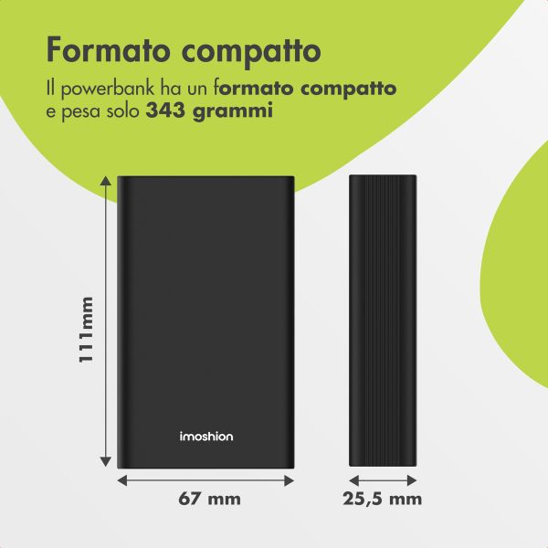 imoshion Powerbank in alluminio Ultra Series 20.000 mAh - Ricarica rapida fino a 33 watt - Nero