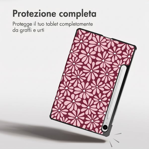imoshion Cover Trifold Design Samsung Galaxy Tab S9 11.0 pollici / S10 Lite / S10 FE / S9 FE 10.9 pollici - Bloom Love Blush