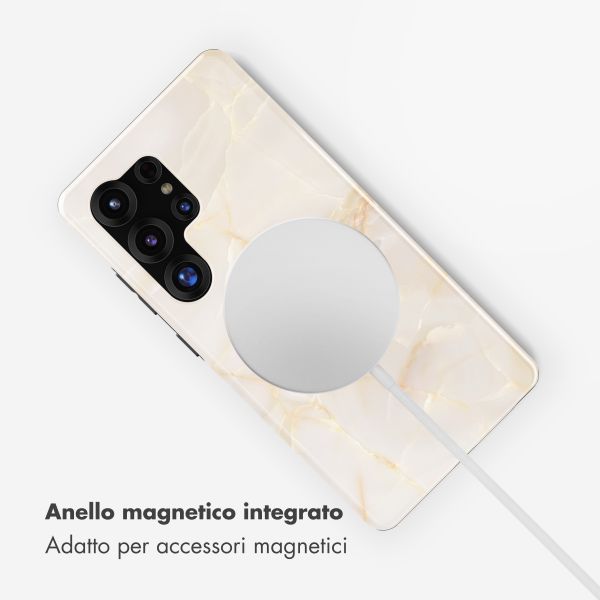 Selencia Cover posteriore Vivid con MagSafe Samsung Galaxy S25 Ultra - Golden Beige Marble