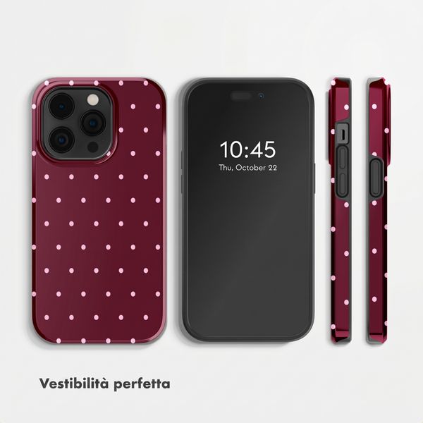 Selencia Cover Posteriore Vivid Apple iPhone 14 Pro - Happy Dots Burgundy