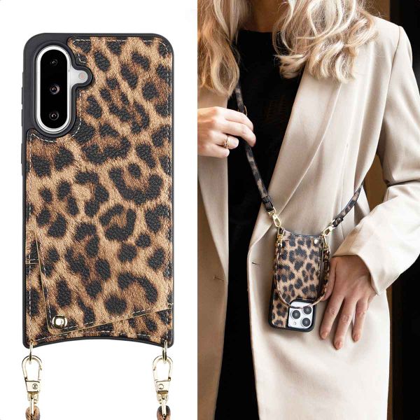 Selencia Cover per telefono Nova con cordino e portacarte Samsung Galaxy A36 / A56 - Leopard