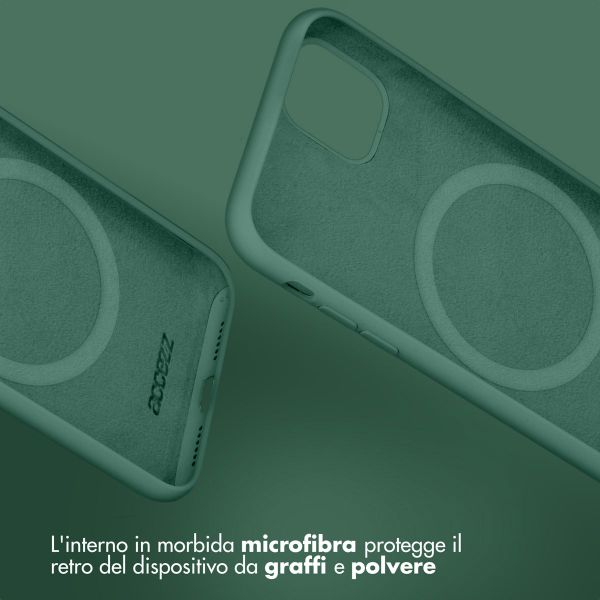 Accezz Cover in silicone liquido con MagSafe Apple iPhone 16 - Verde scuro