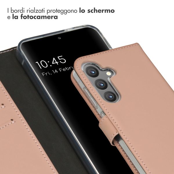 Selencia Cover a libro in vera pelle Samsung Galaxy S24 - Dusty Pink
