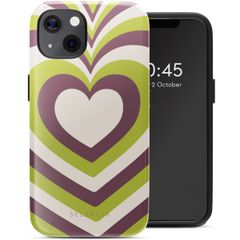 Selencia Cover posteriore Vivid con MagSafe Apple iPhone 13 - Double Hearts Plum Fern