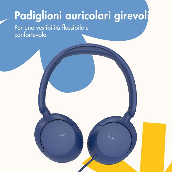 imoshion Cuffie per bambini con filo - cavo AUX - limitatore di decibel - Denim Blue