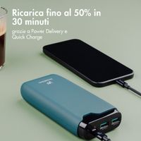 imoshion Powerbank da 20.000 mAh - Caricabatterie rapido da 22,5 W - USB-C / USB-A - Petrol Green