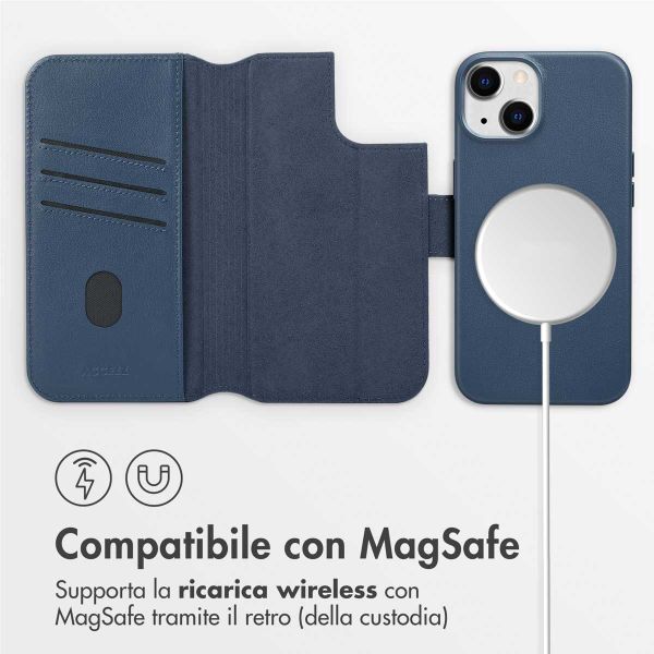 Accezz Cover in pelle 2 in 1 con MagSafe Apple iPhone 14 - Nightfall Blue