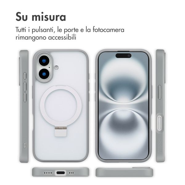 Accezz Cover con anello e supporto con MagSafe Apple iPhone 16 - Grigio