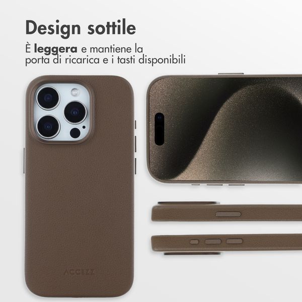 Accezz Cover in Pelle con MagSafe Apple iPhone 15 Pro - Marrone caffè