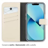 Selencia Cover a libro in vera pelle Apple iPhone 13 - Greige