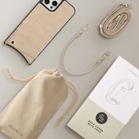 Selencia Cover per telefono Nova Croco con cordino e portacarte Apple iPhone 12 (Pro) - Beige