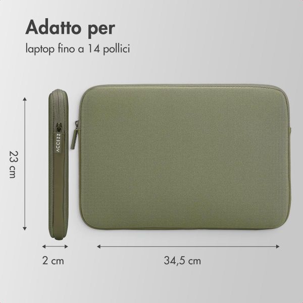 Accezz Cover per laptop 13-14 pollici - Laptopsleeve - Verde