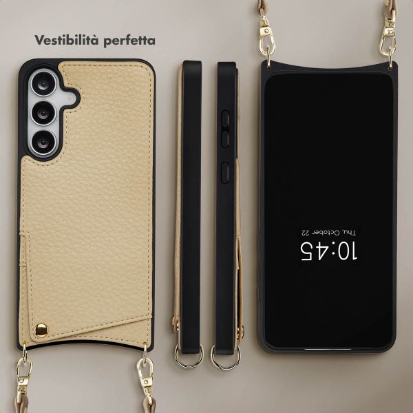 Selencia Cover per telefono Nova con cordino e portacarte Samsung Galaxy S25 FE - Beige
