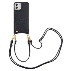 Selencia Cover per telefono Nova con cordino e portacarte Apple iPhone 12 (Pro) - Nero