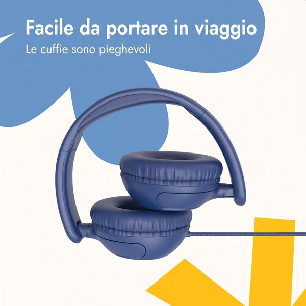 imoshion Cuffie per bambini con filo - cavo AUX - limitatore di decibel - Denim Blue