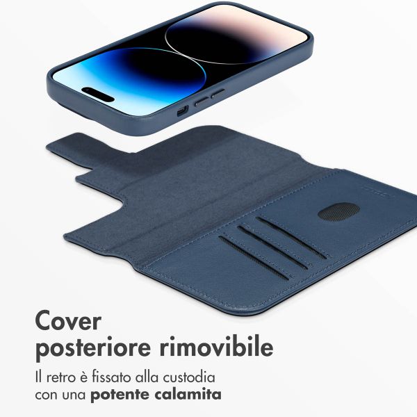Accezz Cover in pelle 2 in 1 con MagSafe Apple iPhone 14 Pro - Nightfall Blue