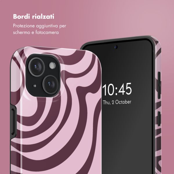Selencia Cover posteriore Vivid con MagSafe Apple iPhone 15 - Wavy Swirl Pink Plum