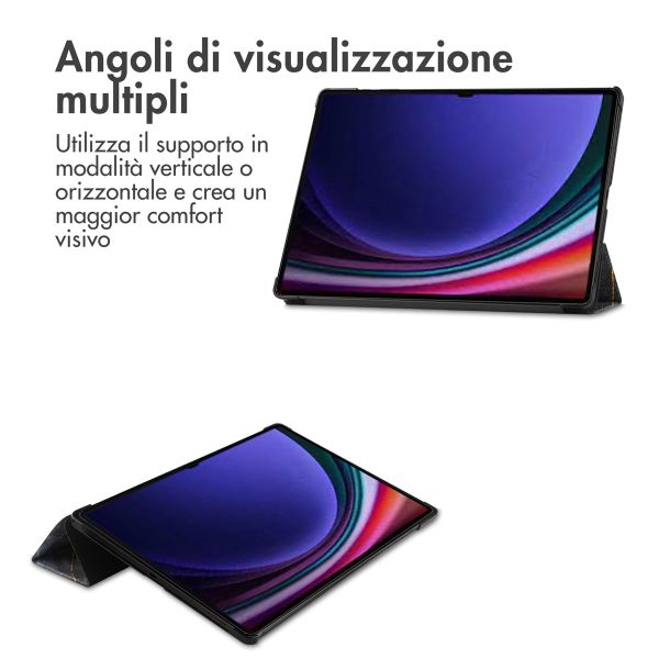 imoshion Cover Trifold Design Samsung Galaxy Tab S10 Ultra / Tab S9 Ultra - Black Marble