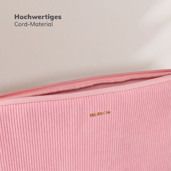 Selencia Cover per laptop in velluto a coste 13-14 pollici - Sleeve per laptop - Soft Blush