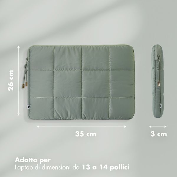 Selencia Cover Puffy per laptop 13-14 pollici - Laptopsleeve - Sage Green
