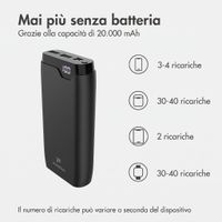 imoshion Powerbank da 20.000 mAh - Caricabatterie rapido da 22,5 W - USB-C / USB-A - Nero